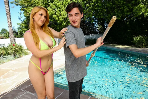 Penny Pax fucks her son's friend out back by the pool — photo 3